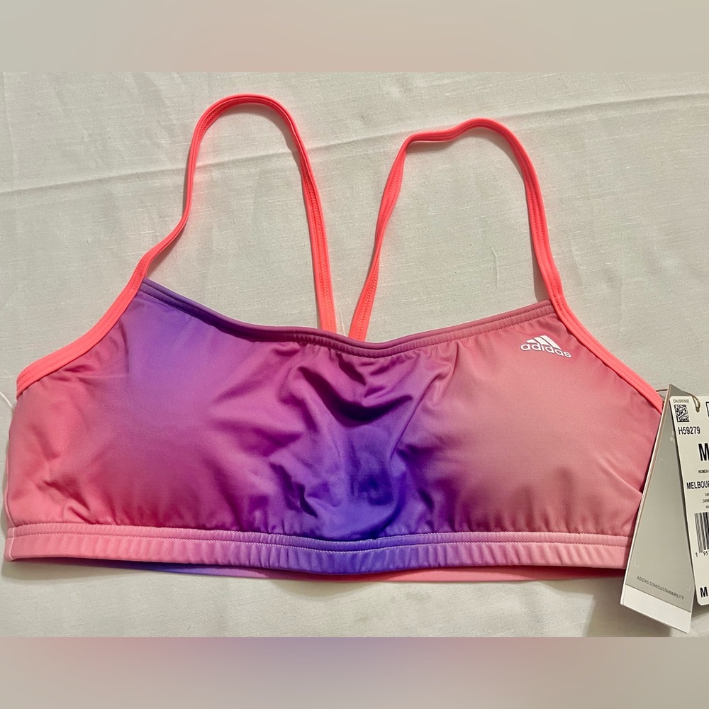 Adidas sports bra size medium pink purple peach